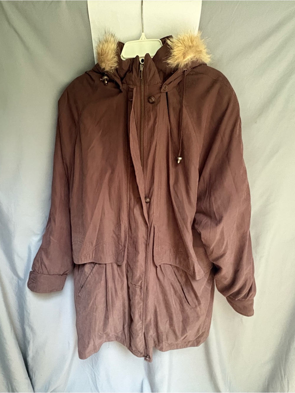 London Fog 3in1 Hooded Winter Parka Removable Quilted Liner Faux Fur Trim Hood
